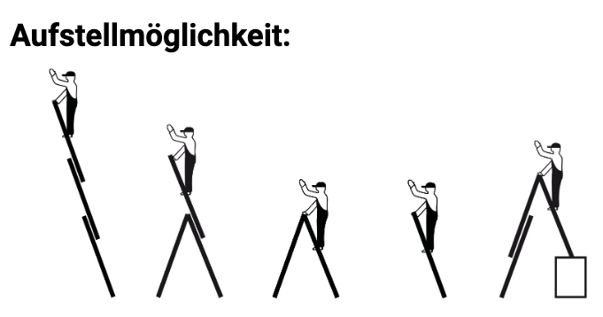 Stabilo® Sprossen-VielzweckLeiter, treppengängig, dreiteilig - Alu - Arbeitshöhen 3.85 m bis 7.65 m - 3 x 10 Sprossen – Bild 15