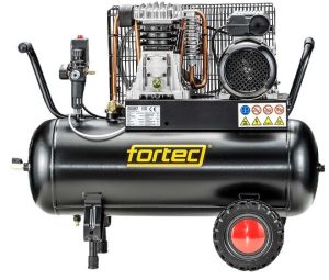 Fortec® AIR-50/300 Kolbenkompressor mobil, 50 L Tank, Keilriemenantrieb, Ansaugleistung 320 l/min, Druck 10 bar, Leistung 2200W, 230V