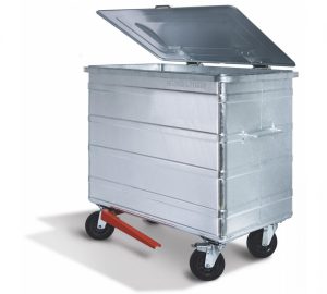 800 Liter Stahlcontainer mit Fusspedal für handfreies Deckelöffnen
