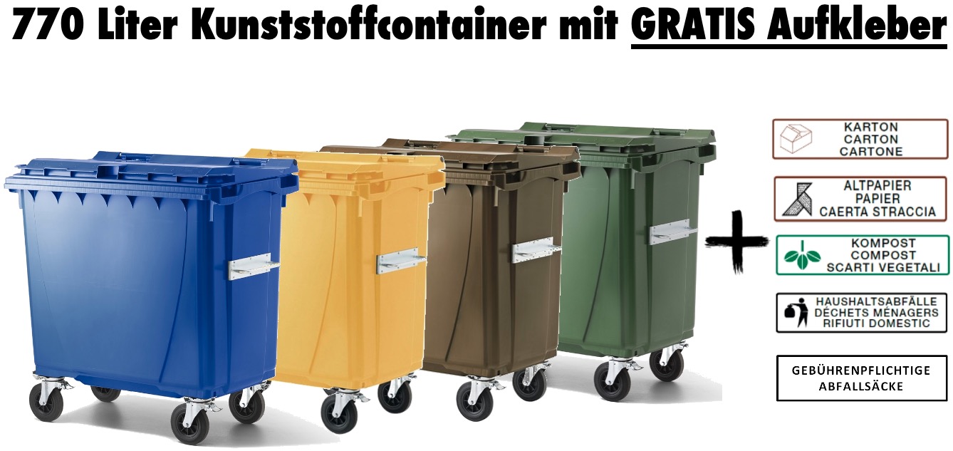 Werbeaktion: 770 Liter Kunststoffcontainer mit GRATIS Aufkleber