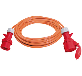 Verlängerungskabel 10 m mit Phasenwender, Bremaxx, CEE-Stecker, CEE-Kupplung, 5-polig, IP44 - 5 x 1.5 mm² - 400 V/16 A - orange