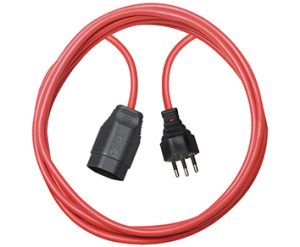 Verlängerungskabel 3-polig IP20, Stecker T12, Kupplung T13 - Länge 5 m / 3 x 1.5 mm² / 230 V / 10 A - rot - VE = 3 Stück