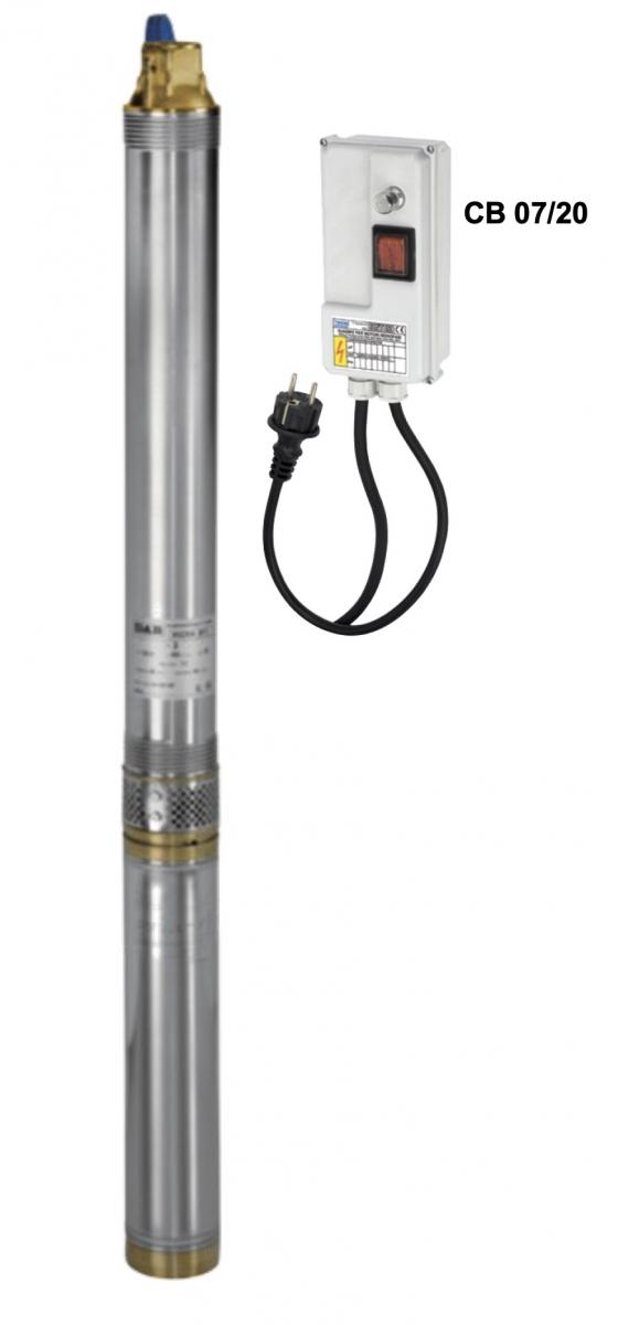DAB Micra 100 M 3" Unterwasserpumpe für Druckerhöhung - 2700 l/h - Fh 90.0 m - 9.0 bar - 1.2 kW - 1 x 230 V, inkl. Control-Box CB 07/20