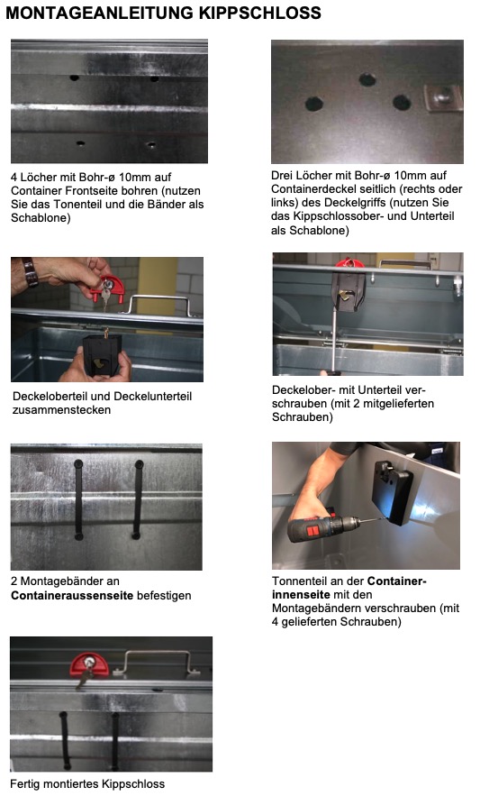 Automatik-Kippschloss für Vierrad-Container inkl. 2 Schlüssel - lose geliefert – Bild 5
