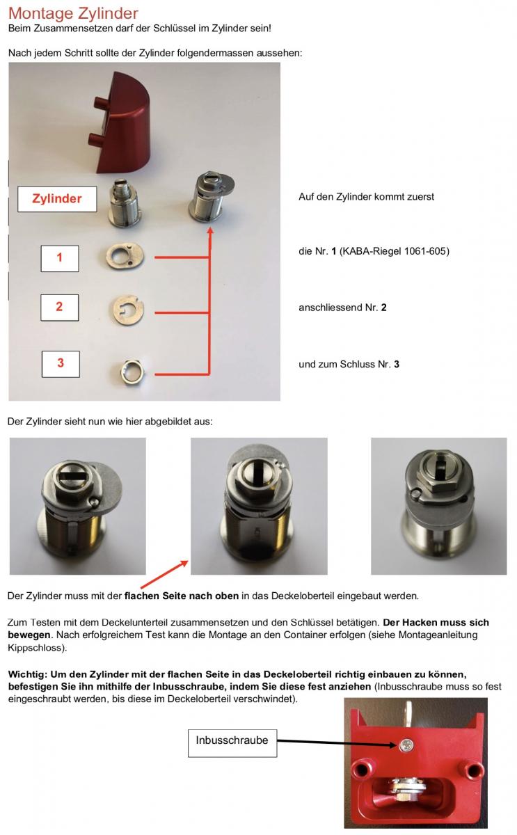 Automatik-Kippschloss zu KABA/KESO/SEA-Zylinder für Vierrad-Container - montiert – Bild 3