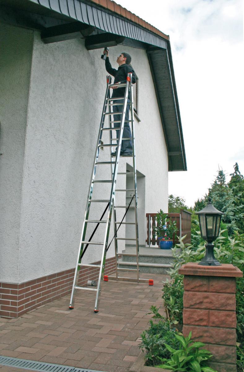 Monto® Dubilo® Sprossen-MehrzweckLeiter, zweiteilig - Alu - Arbeitshöhen 3.65 m bis 5.25 m - 2 x 9 Sprossen – Bild 2