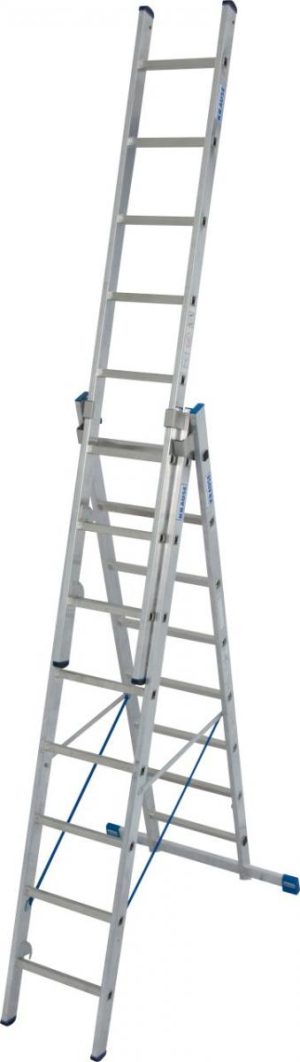 Stabilo Sprossen-VielzweckLeiter, treppengängig, dreiteilig - Alu - Arbeitshöhen 3.35 m bis 6.05 m - 3 x 8 Sprossen