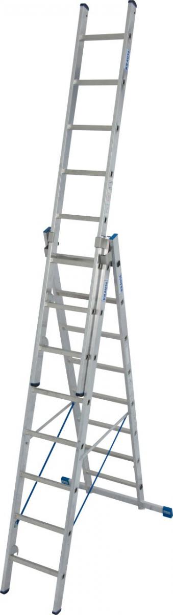 Stabilo Sprossen-VielzweckLeiter, treppengängig, dreiteilig - Alu - Arbeitshöhen 3.35 m bis 6.05 m - 3 x 8 Sprossen