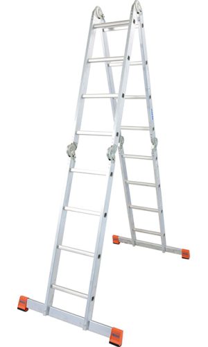 Monto® MultiMatic® Sprossen-Gelenk-UniversalLeiter zweiteilig - Alu - Arbeitshöhen 3.60 bis 5.50 m - 4 x 4 Sprossen