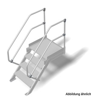Stabilo® Treppe mit Plattform - Neigung 45° - Stufenbreite 60 cm - Höhe 0.65-0.86 m - 1 x 4 Stufen