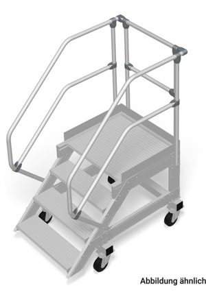 Stabilo® Treppe mit Plattform, fahrbar - Neigung 45° - Stufenbreite 80 cm - Höhe 0.65-0.86 m - 1 x 4 Stufen