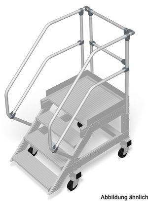 Stabilo® Treppe mit Plattform, fahrbar - Neigung 60° - Stufenbreite 80 cm - Höhe 0.75-1.00 m - 1 x 4 Stufen