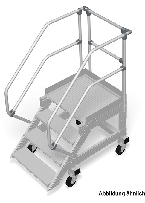 Stabilo® Treppe mit Plattform, fahrbar - Neigung 60° - Stufenbreite 100 cm - Höhe 0.75-1.00 m - 1 x 4 Stufen