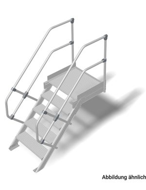 Stabilo® Treppe mit Plattform - Neigung 45° - Stufenbreite 100 cm - Höhe 0.86-1.08 m - 1 x 5 Stufen