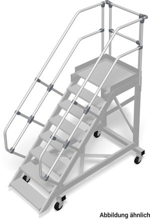Stabilo® Treppe mit Plattform, fahrbar - Neigung 45° - Stufenbreite 100 cm - Höhe 1.51-1.72 m - 1 x 8 Stufen