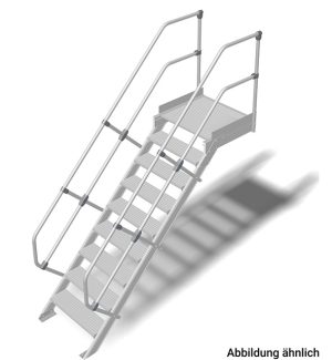 Stabilo® Treppe mit Plattform - Neigung 45° - Stufenbreite 60 cm - Höhe 1.72-1.94 m - 1 x 9 Stufen