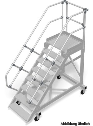 Stabilo® Treppe mit Plattform, fahrbar - Neigung 60° - Stufenbreite 80 cm - Höhe 1.75-2.00 m - 1 x 8 Stufen