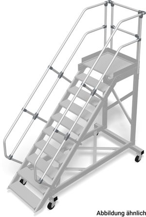 Stabilo® Treppe mit Plattform, fahrbar - Neigung 45° - Stufenbreite 100 cm - Höhe 1.94-2.15 m - 1 x 10 Stufen