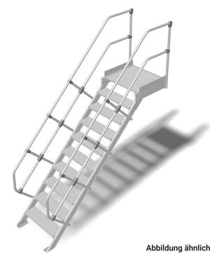 Stabilo® Treppe mit Plattform - Neigung 45° - Stufenbreite 60 cm - Höhe 1.94-2.15 m - 1 x 10 Stufen