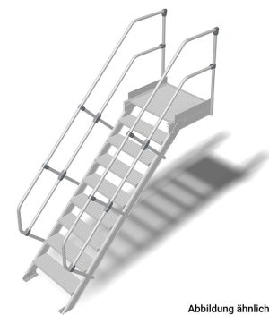 Stabilo® Treppe mit Plattform - Neigung 60° - Stufenbreite 80 cm - Höhe 2.00-2.25 m - 1 x 9 Stufen