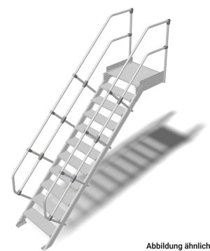 Stabilo® Treppe mit Plattform - Neigung 45° - Stufenbreite 80 cm - Höhe 2.15-2.37 m - 1 x 11 Stufen