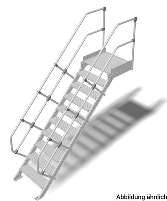 Stabilo® Treppe mit Plattform - Neigung 60° - Stufenbreite 60 cm - Höhe 2.25-2.50 m - 1 x 10 Stufen