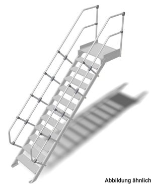 Stabilo® Treppe mit Plattform - Neigung 45° - Stufenbreite 60 cm - Höhe 2.37-2.58 m - 1 x 12 Stufen