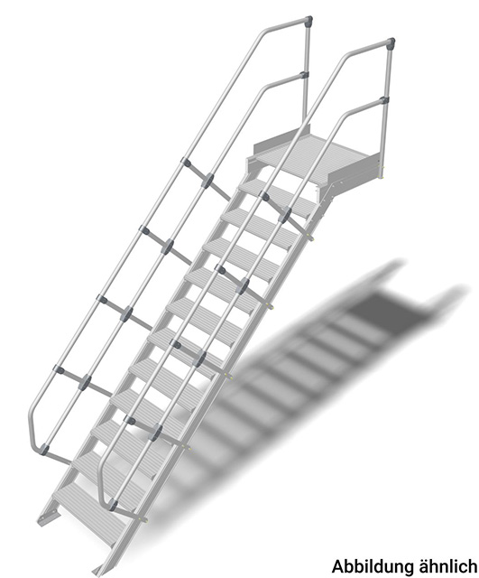 Stabilo® Treppe mit Plattform - Neigung 60° - Stufenbreite 60 cm - Höhe 2.75-3.00 m - 1 x 12 Stufen