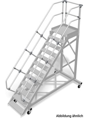 Stabilo® Treppe mit Plattform, fahrbar - Neigung 60° - Stufenbreite 100 cm - Höhe 2.75-3.00 m - 1 x 12 Stufen