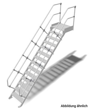 Stabilo® Treppe mit Plattform - Neigung 45° - Stufenbreite 60 cm - Höhe 2.80-3.01 m - 1 x 14 Stufen