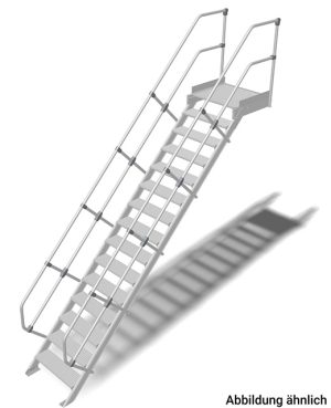 Stabilo® Treppe mit Plattform - Neigung 45° - Stufenbreite 60 cm - Höhe 3.01-3.23 m - 1 x 15 Stufen