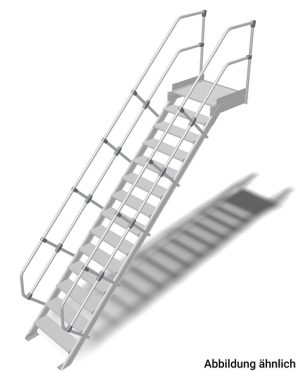 Stabilo® Treppe mit Plattform - Neigung 60° - Stufenbreite 100 cm - Höhe 3.25-3.50 m - 1 x 14 Stufen