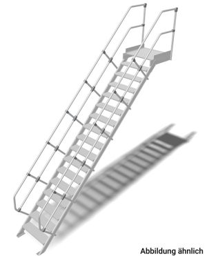 Stabilo® Treppe mit Plattform - Neigung 45° - Stufenbreite 80 cm - Höhe 3.44-3.66 m - 1 x 17 Stufen