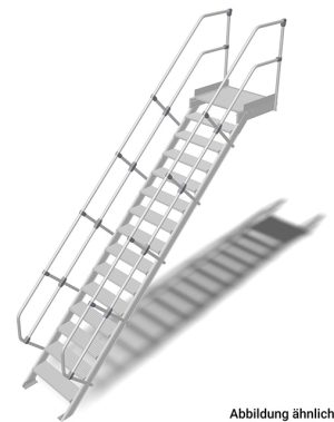 Stabilo® Treppe mit Plattform - Neigung 60° - Stufenbreite 80 cm - Höhe 3.50-3.75 m - 1 x 15 Stufen