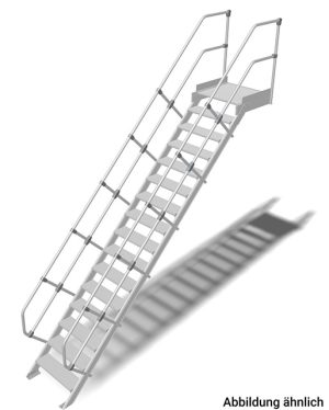 Stabilo® Treppe mit Plattform - Neigung 60° - Stufenbreite 60 cm - Höhe 3.75-4.00 m - 1 x 16 Stufen