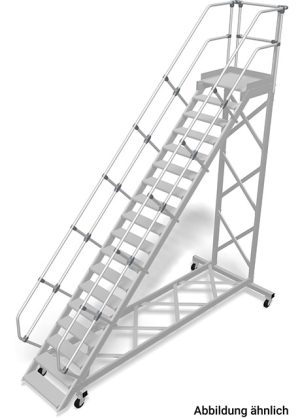 Stabilo® Treppe mit Plattform, fahrbar - Neigung 60° - Stufenbreite 100 cm - Höhe 4.25-4.50 m - 1 x 18 Stufen