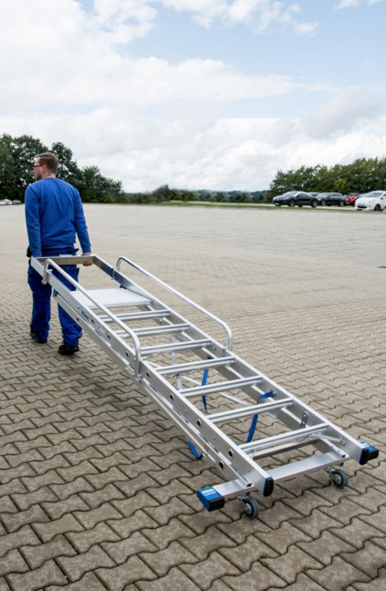 Stabilo® Professional Stufen-StehLeiter, Standplattform & Sicherheitsbügel, fahrbar - Alu - Arbeitshöhe 4.10 m - 1 x 9 Stufen – Bild 4