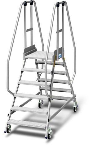 Stabilo® PodestLeiter fahrbar - beidseitig begehbar - Plattformgeländer 1.10 m - Fussleiste 15 cm - Arbeitshöhe 3.45 m - 2 x 6 Stufen