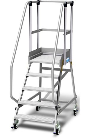 Stabilo® PodestLeiter fahrbar - einseitig begehbar - Plattformgeländer 1.10 m - Fussleiste 15 cm - Arbeitshöhe 3.20 m - 1 x 5 Stufen