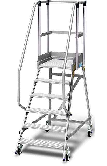Stabilo® PodestLeiter fahrbar - einseitig begehbar - Plattformgeländer 1.10 m - Fussleiste 15 cm - Arbeitshöhe 3.45 m - 1 x 6 Stufen