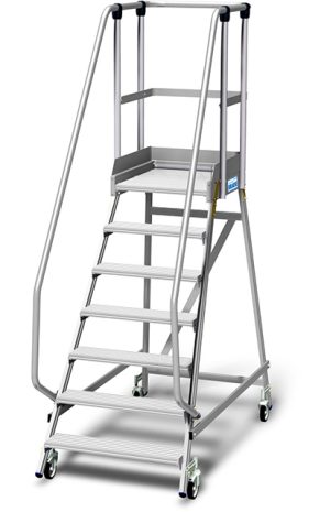 Stabilo® PodestLeiter fahrbar - einseitig begehbar - Plattformgeländer 1.10 m - Fussleiste 15 cm - Arbeitshöhe 3.65 m - 1 x 7 Stufen
