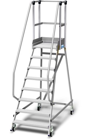 Stabilo® PodestLeiter fahrbar - einseitig begehbar - Plattformgeländer 1.10 m - Fussleiste 15 cm - Arbeitshöhe 3.90 m - 1 x 8 Stufen