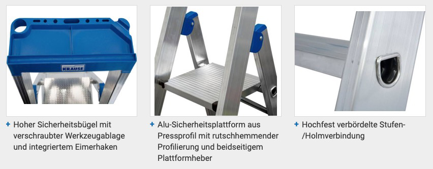 Stabilo® Professional Stufen-StehLeiter, fahrbar - Alu - Arbeitshöhe 4.35 m - 1 x 10 Stufen – Bild 3