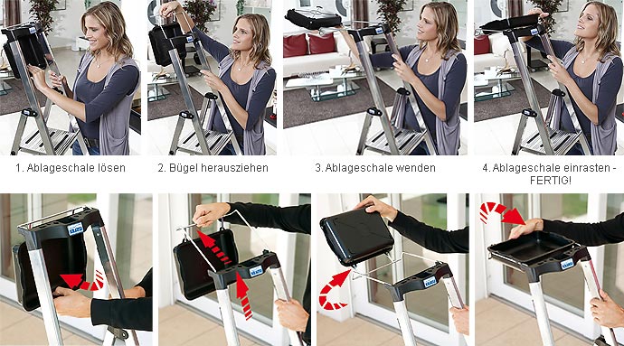 Monto® Secury® Stufen-StehLeiter mit MultiGrip®-System - Alu - Arbeitshöhe 2.85 m - 1 x 4 Stufen – Bild 2