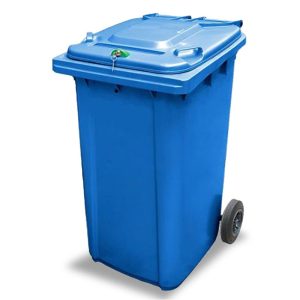 240 Liter Sicherheitsbehälter mit Einwurfschlitz und Schliessvorrichtung - Kunststoff blau