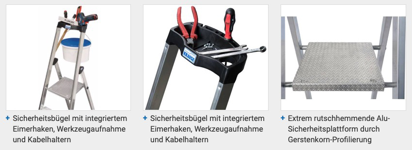 Monto® Solido® Stufen-StehLeiter - Alu - Arbeitshöhe 3.50 m - 1 x 7 Stufen – Bild 3