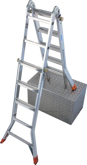 Monto® TeleMatic® Sprossen-Gelenk-TeleskopLeiter - Alu - Arbeitshöhen 3.00 m bis 6.05 m - 4 x 5 Sprossen
