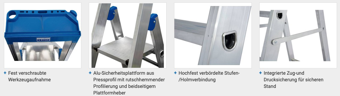 Stabilo® Professional Stufen-StehLeiter, fahrbar mit Traverse - Alu - Arbeitshöhe 4.80 m - 1 x 12 Stufen – Bild 4