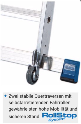 Stabilo® Professional Stufen-StehLeiter, fahrbar mit Traverse - Alu - Arbeitshöhe 4.80 m - 1 x 12 Stufen – Bild 3