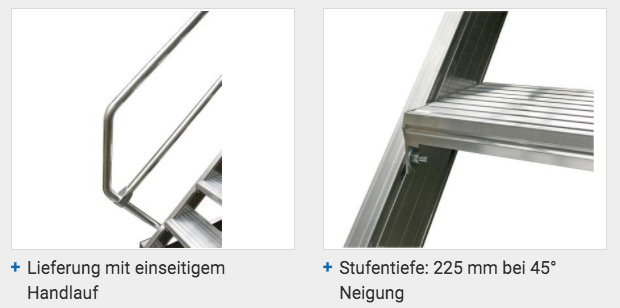 Stabilo® Treppe - Neigung 45° - Stufenbreite 80 cm - Höhe 0.65-0.86 m - 1 x 4 Stufen – Bild 4